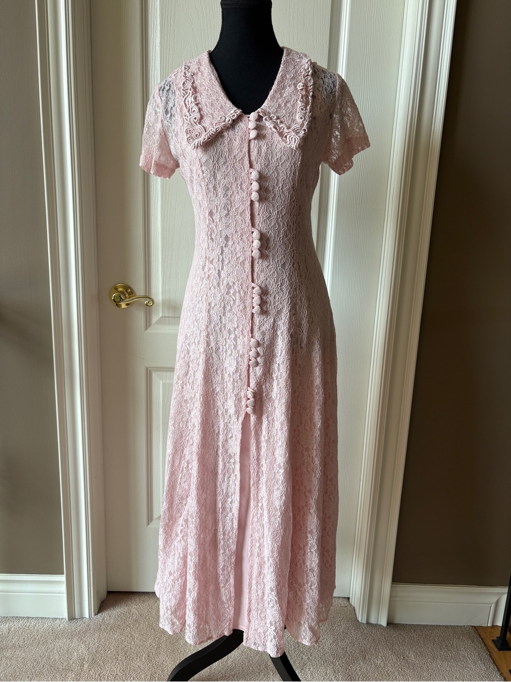 1970s Jody California Lace Dress, Pink